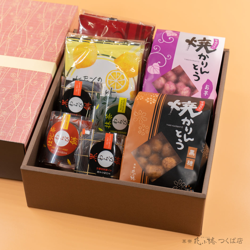 【小豆】わらび餅4個+焼かりんとう2袋+ゴーフレット2袋