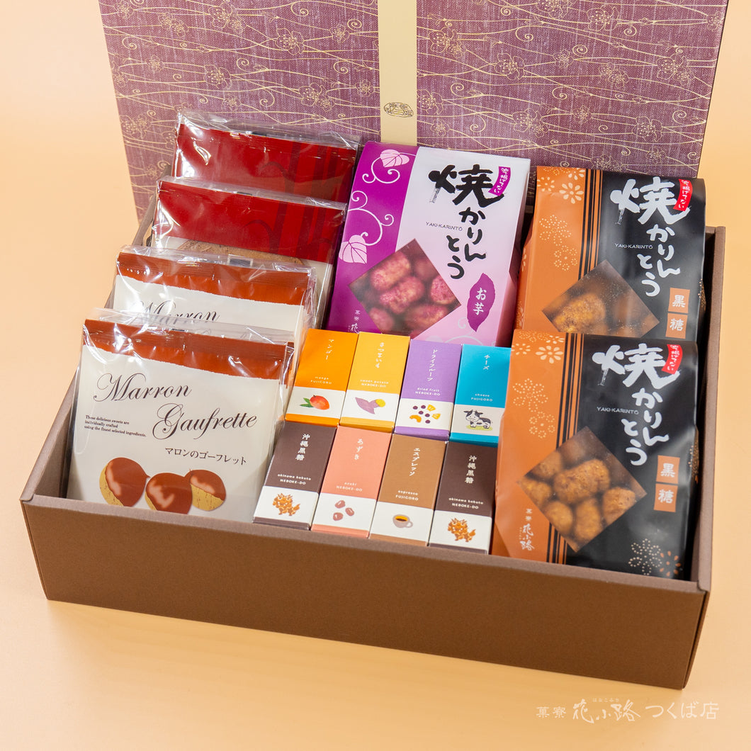 【菖蒲】ミニ羊羹セット+焼かりんとう3袋+ゴーフレット4袋